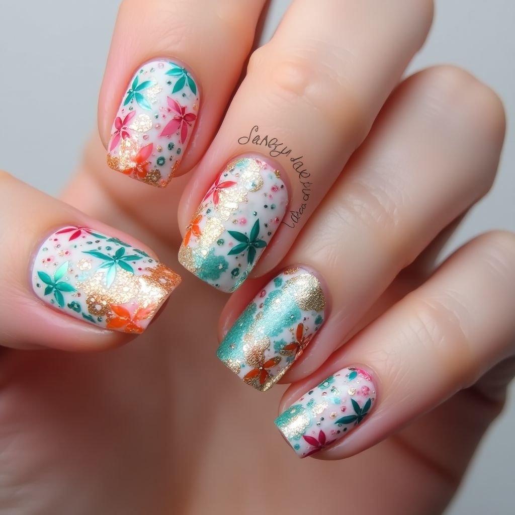 Caviar Beads Dotting Nail Design