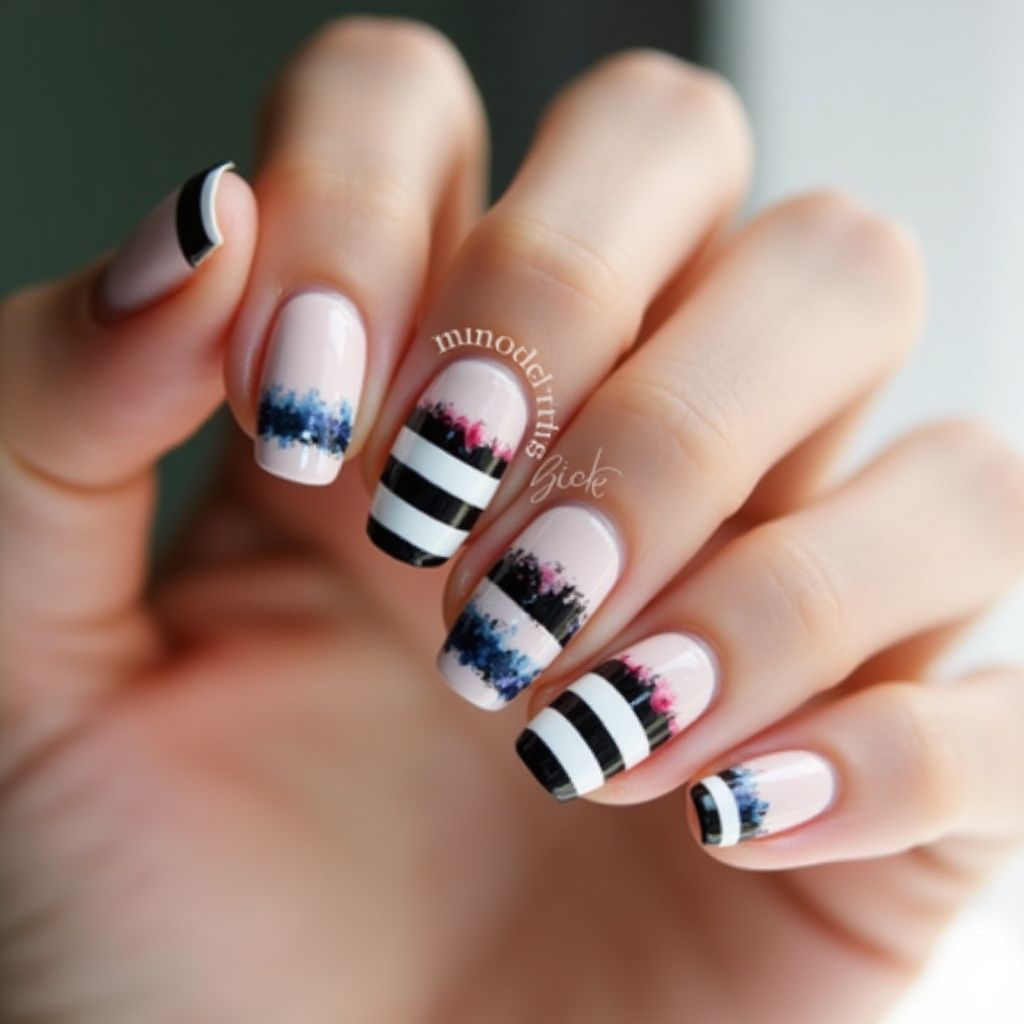 Toothpicks Stripes And Lines Nail Design