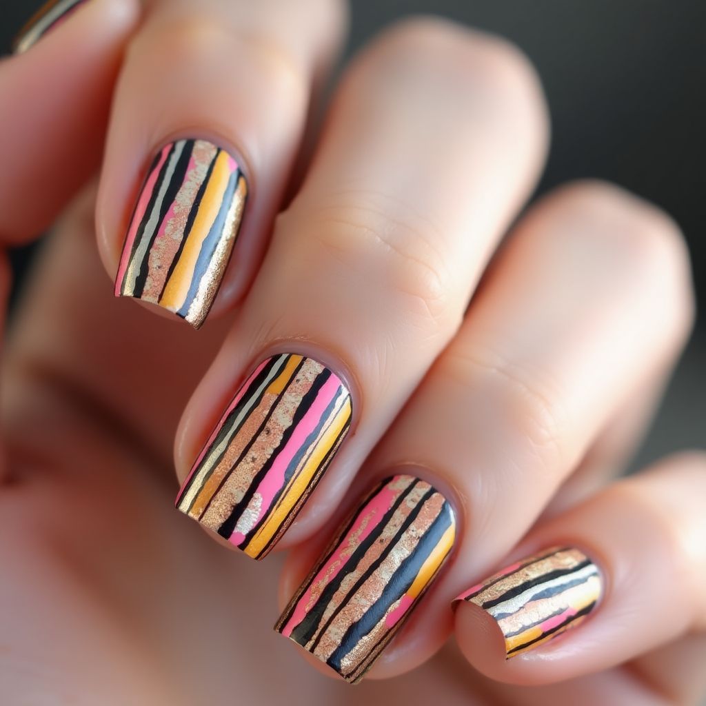 Base Coat Stripes And Lines Nail Design