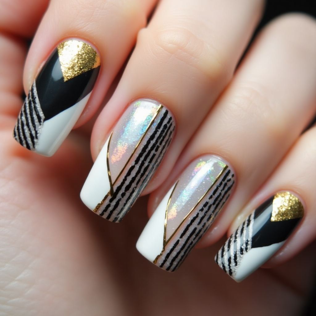 3d Nail Decor Stripes And Lines Nail Design