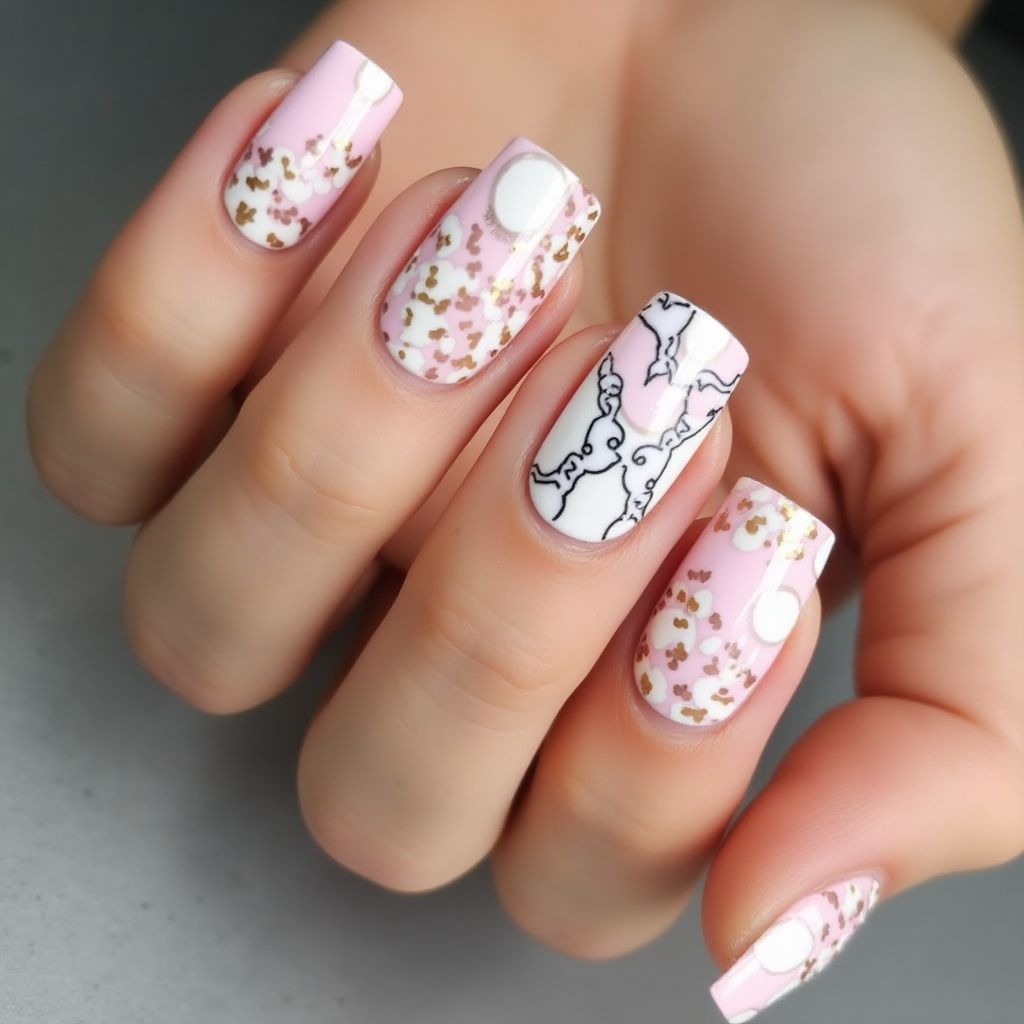 Nail Foil Dotting Nail Design