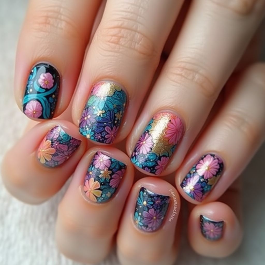 Nail Polish Freehand Art Nail Design
