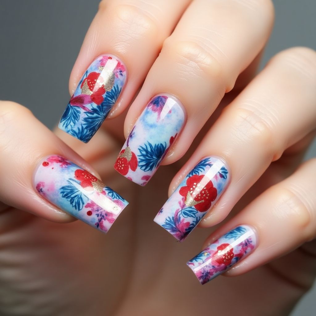 Nail Vinyls Water Marbling Nail Design