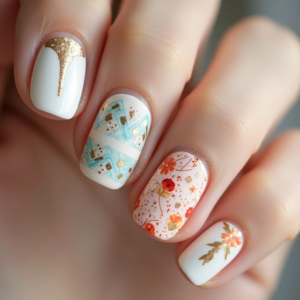 Striping Tape Dotting Nail Design