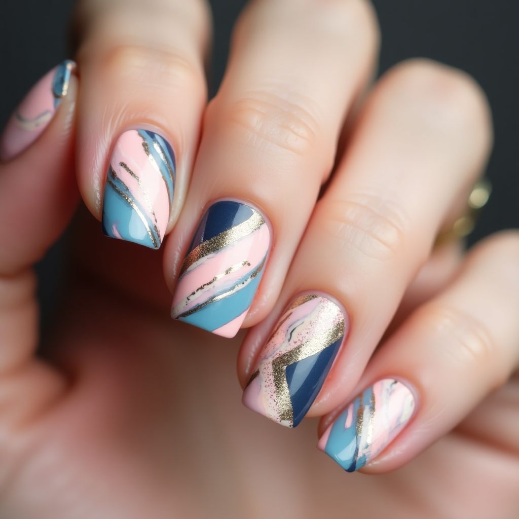 Gel Polish Stripes And Lines Nail Design