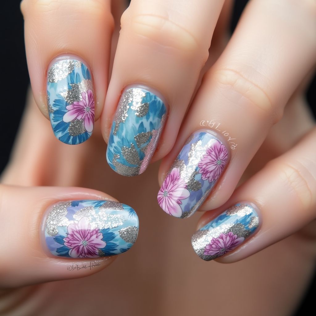 Acrylic Colors Freehand Art Nail Design