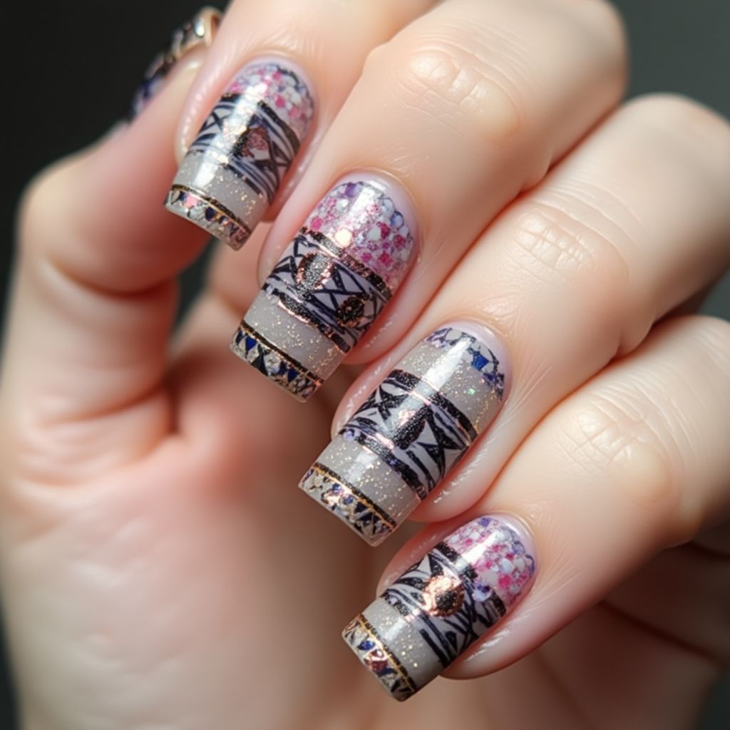 Caviar Beads Stripes And Lines Nail Design