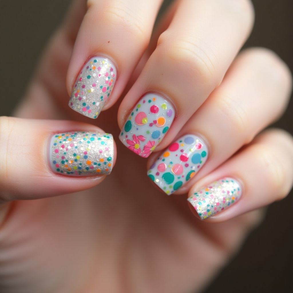 Top Coat Dotting Nail Design