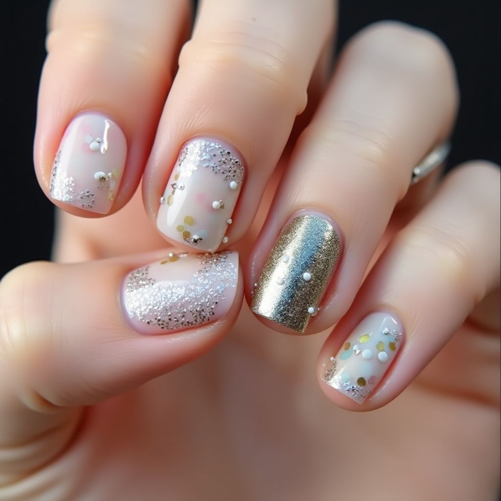Nail Foil Freehand Art Nail Design
