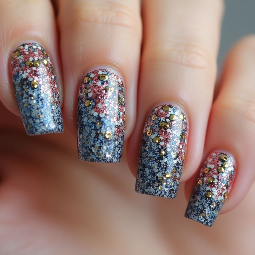 Caviar Beads Freehand Art Nail Design