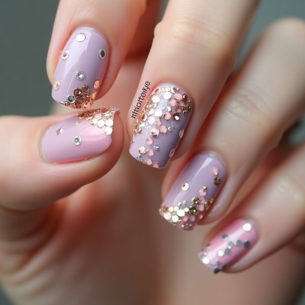 Rhinestones Dotting Nail Design