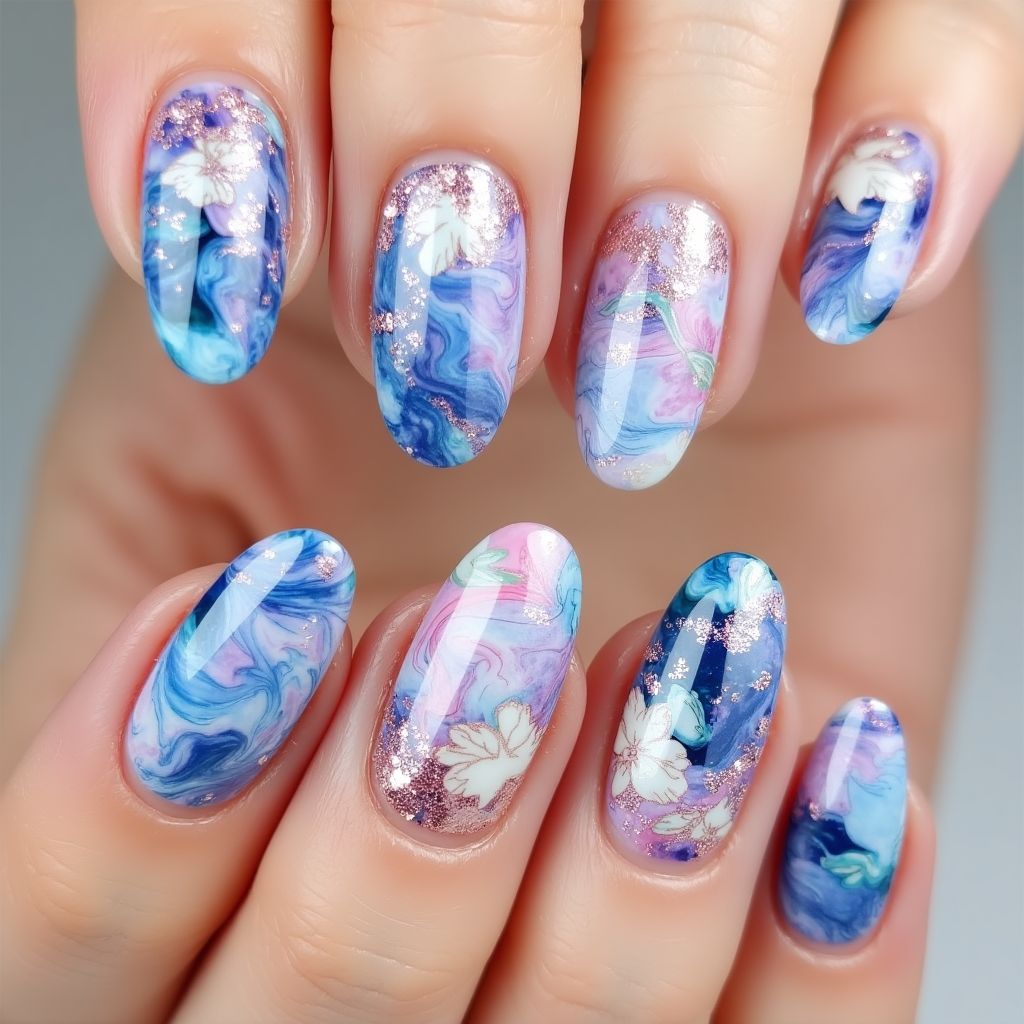 Nail Stickers Water Marbling Nail Design