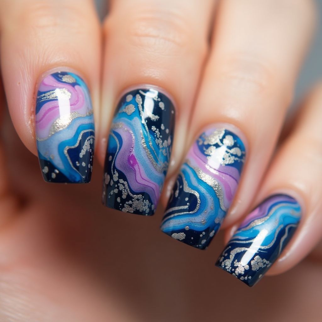 Magnetic Polish Water Marbling Nail Design