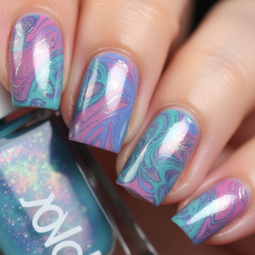 Color Changing Polish Water Marbling Nail Design