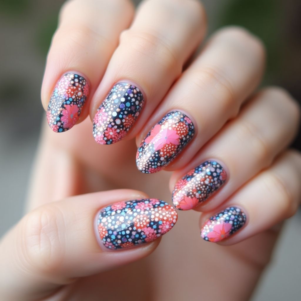 Builder Gel Dotting Nail Design