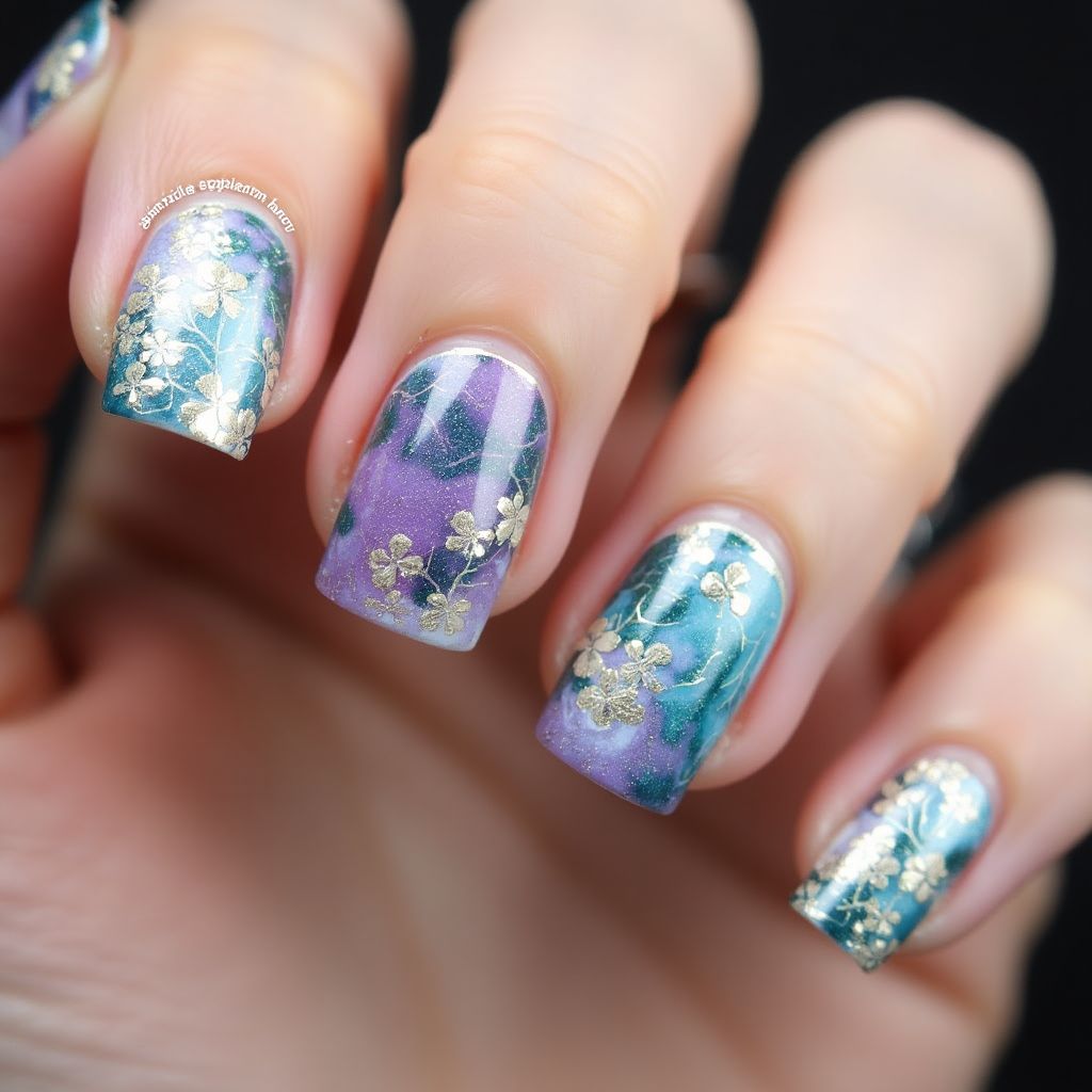 Stamping Plates Water Marbling Nail Design