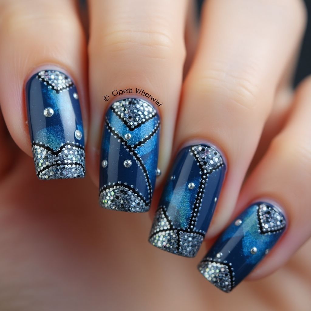 Magnetic Polish Dotting Nail Design
