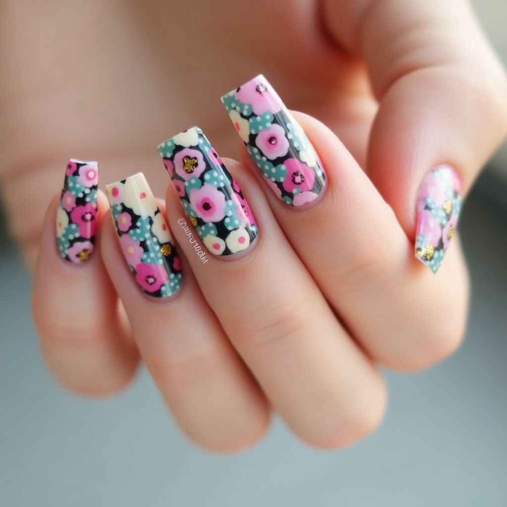 Poly Gel Dotting Nail Design