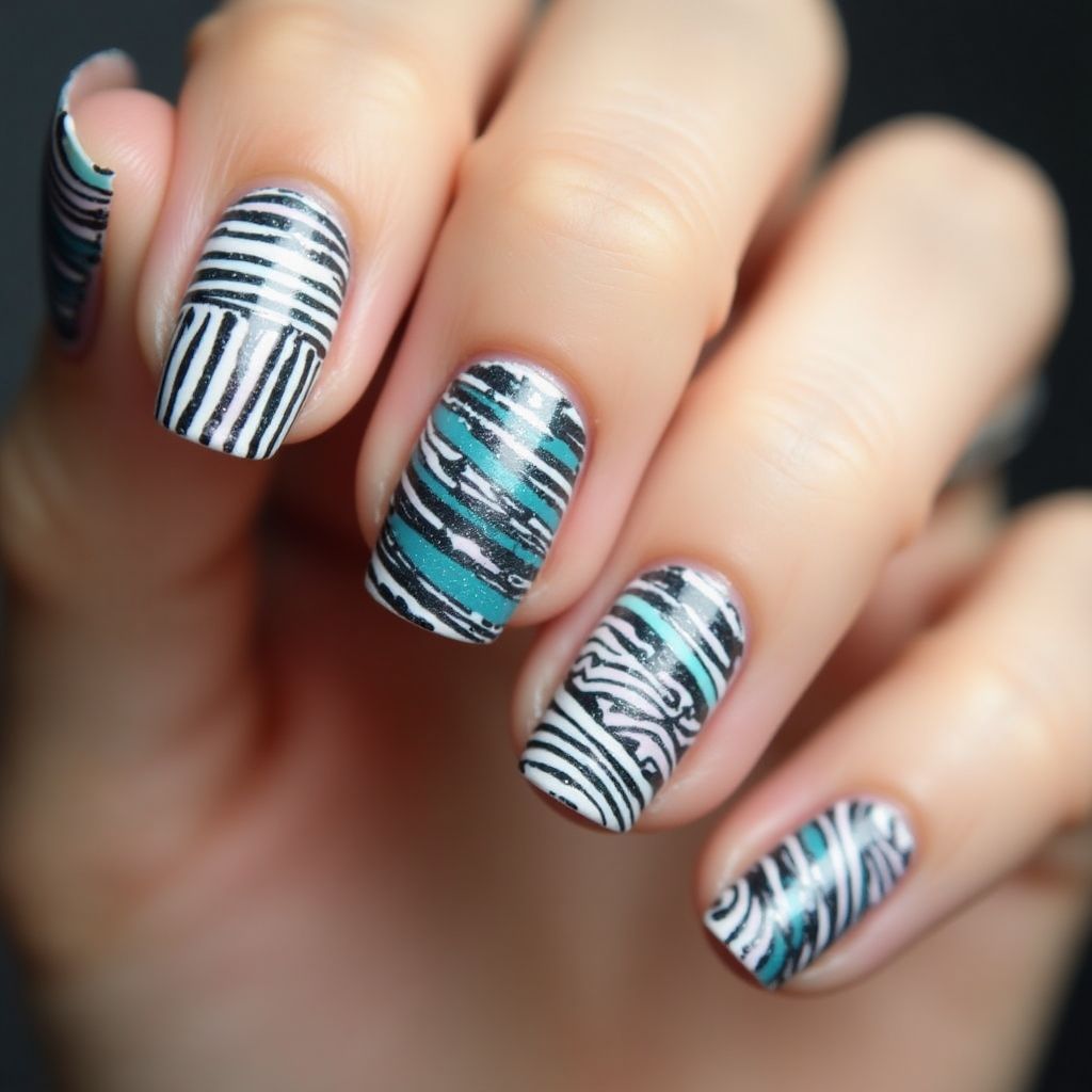 Base Coat Stripes And Lines Nail Design