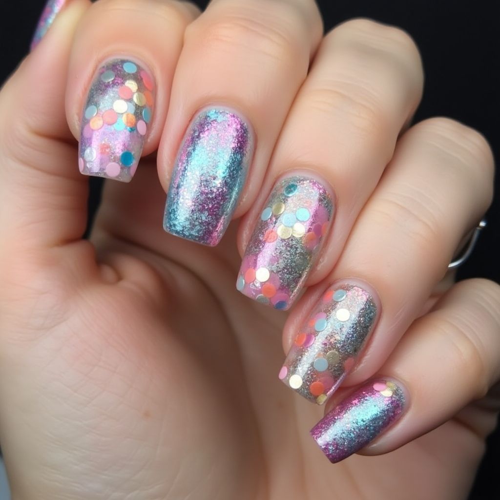 Sequins Dotting Nail Design
