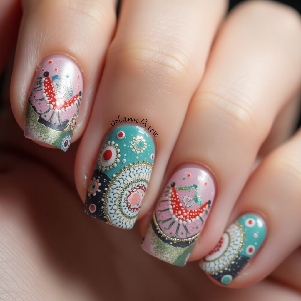 Skin Barriers Dotting Nail Design