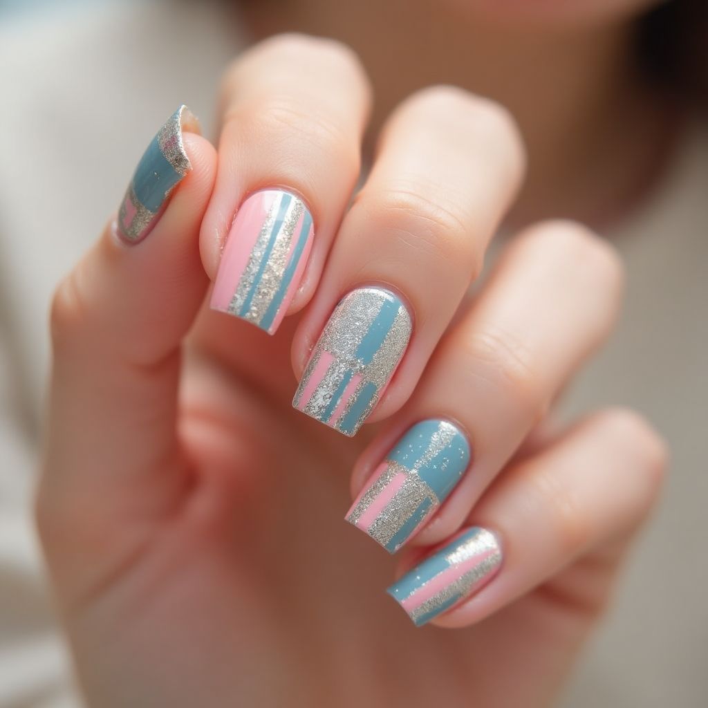 Gel Polish Stripes And Lines Nail Design