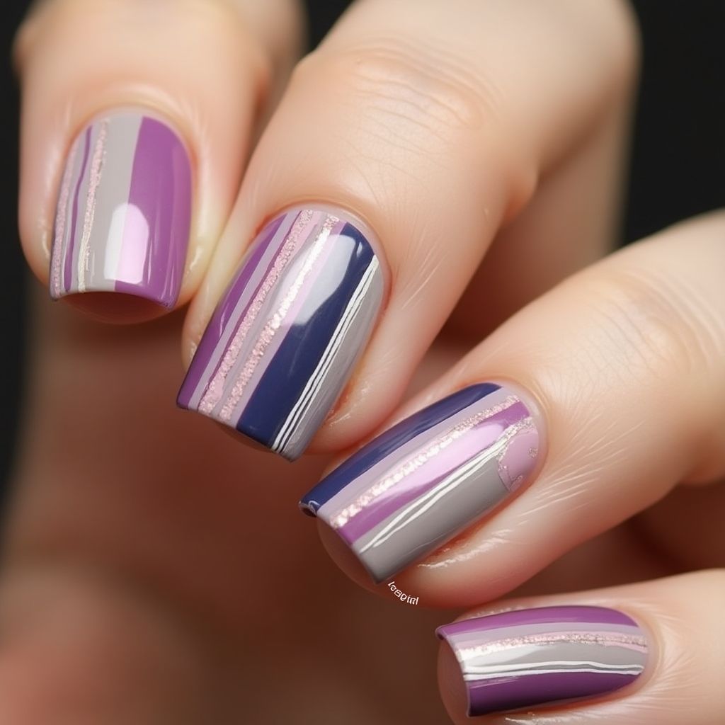 Base coat Stripes and lines Nail Design