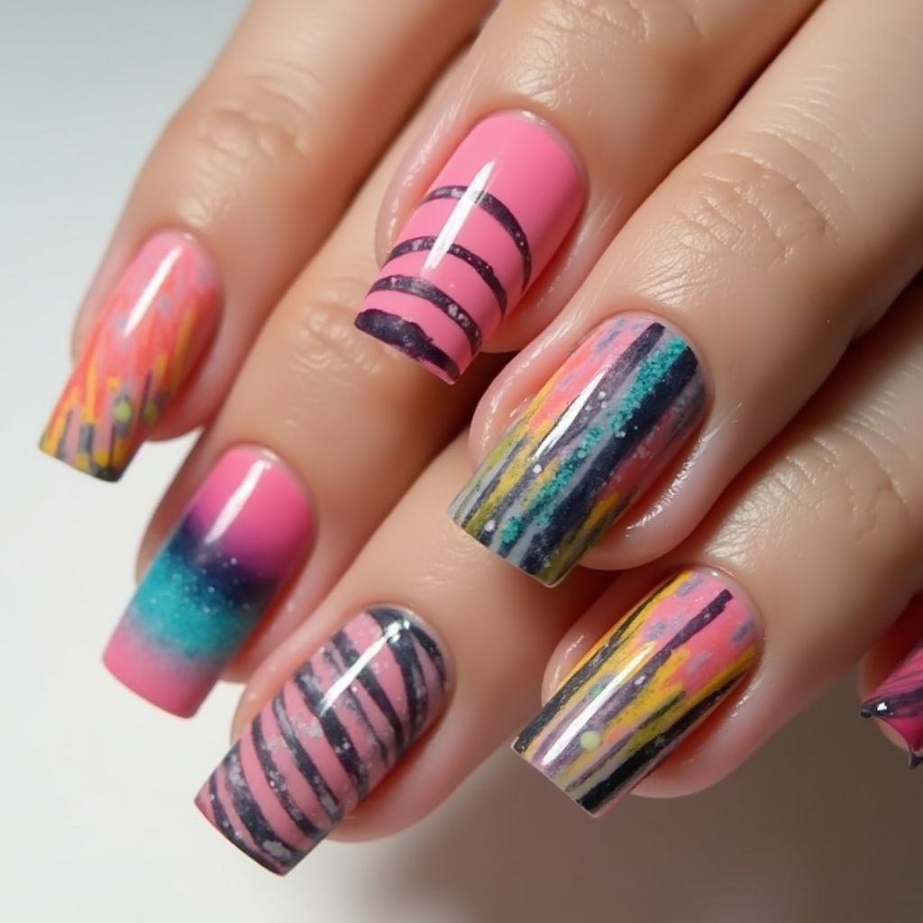 Wax Pencils Stripes And Lines Nail Design