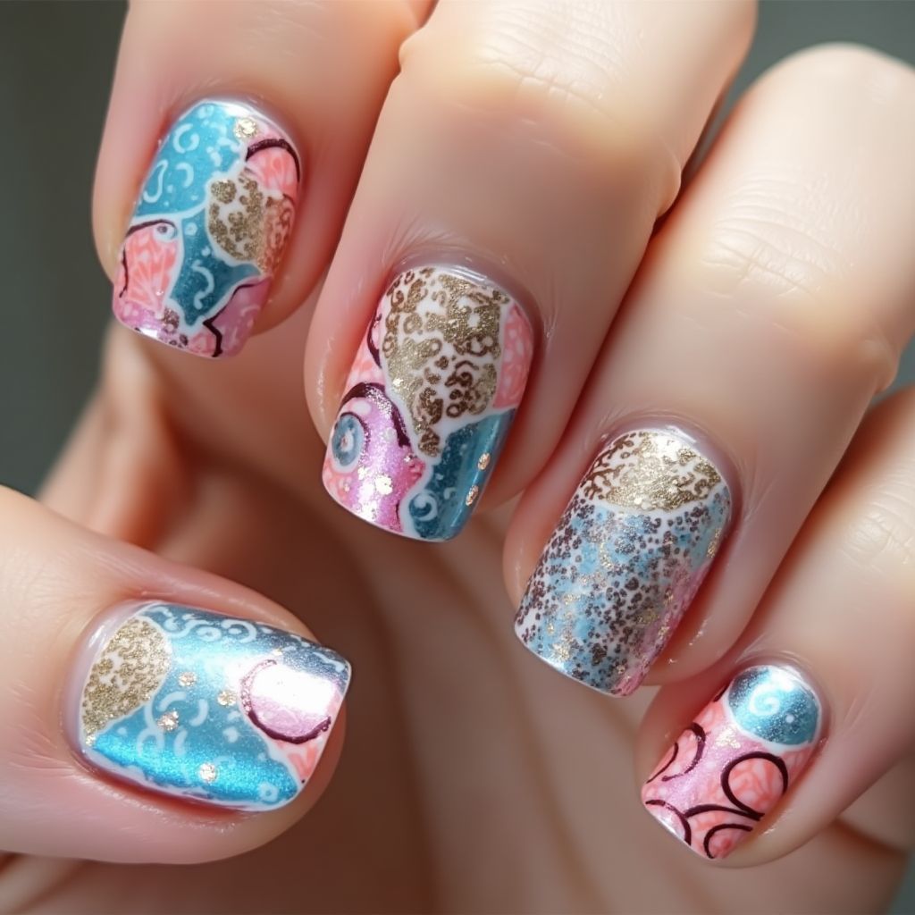 Nail Foil Dotting Nail Design