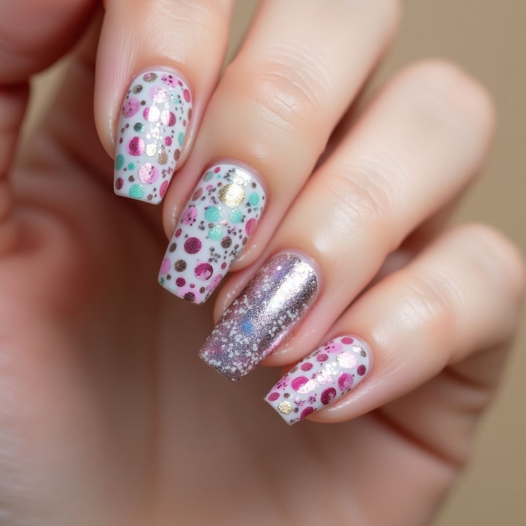 Top coat Dotting Nail Design
