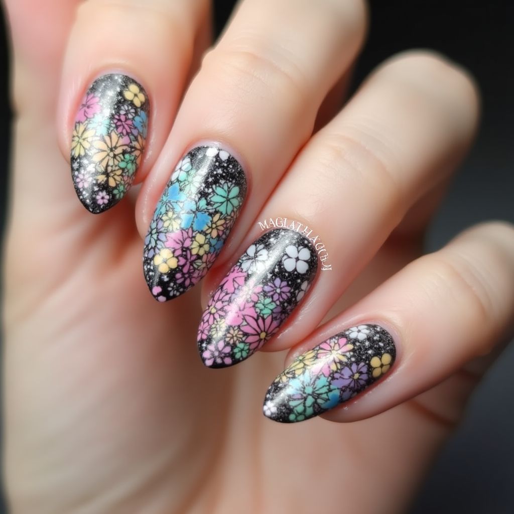 Gel Polish Freehand Art Nail Design