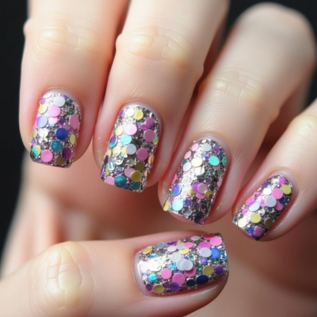 Sequins Dotting Nail Design