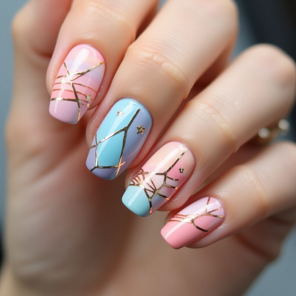 Nail Glue Stripes And Lines Nail Design