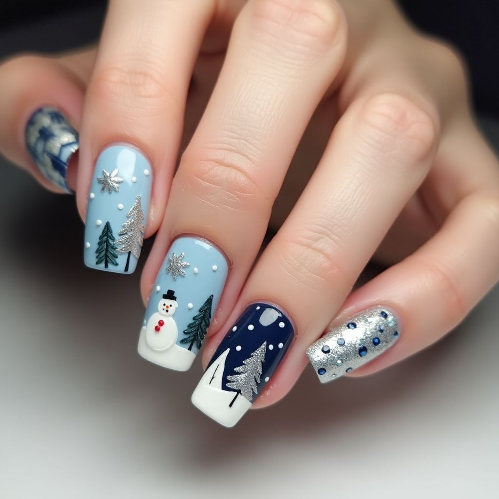Square Winter Nail Design