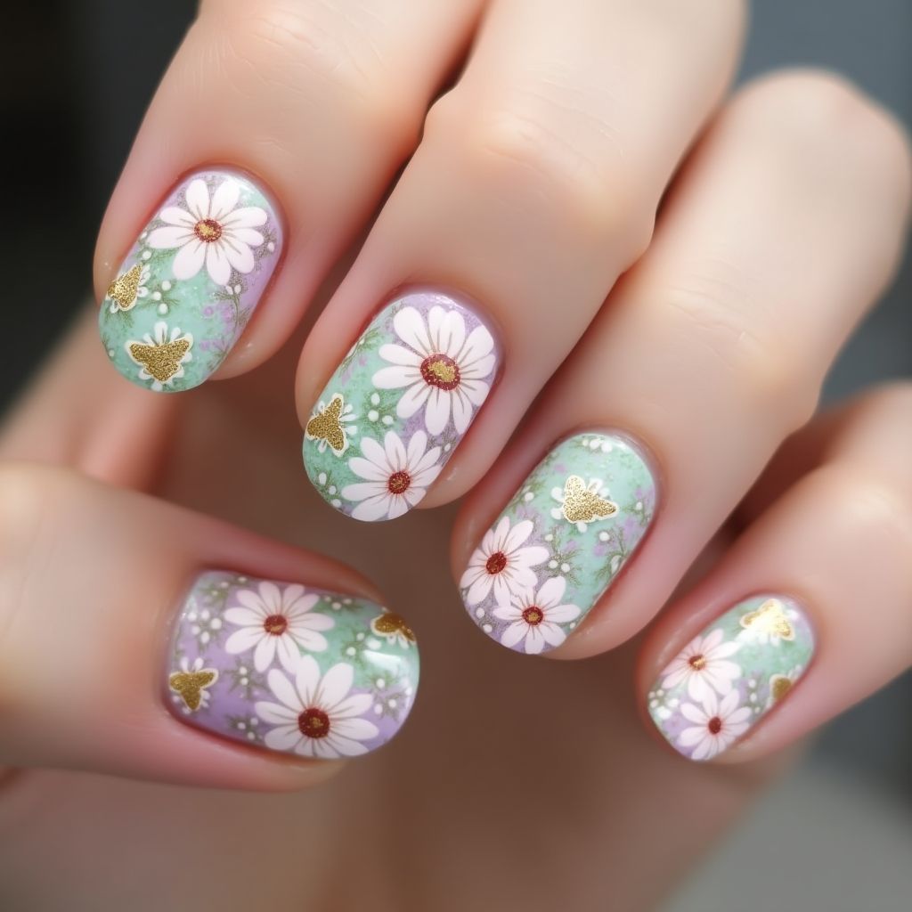 Round Spring Nail Design