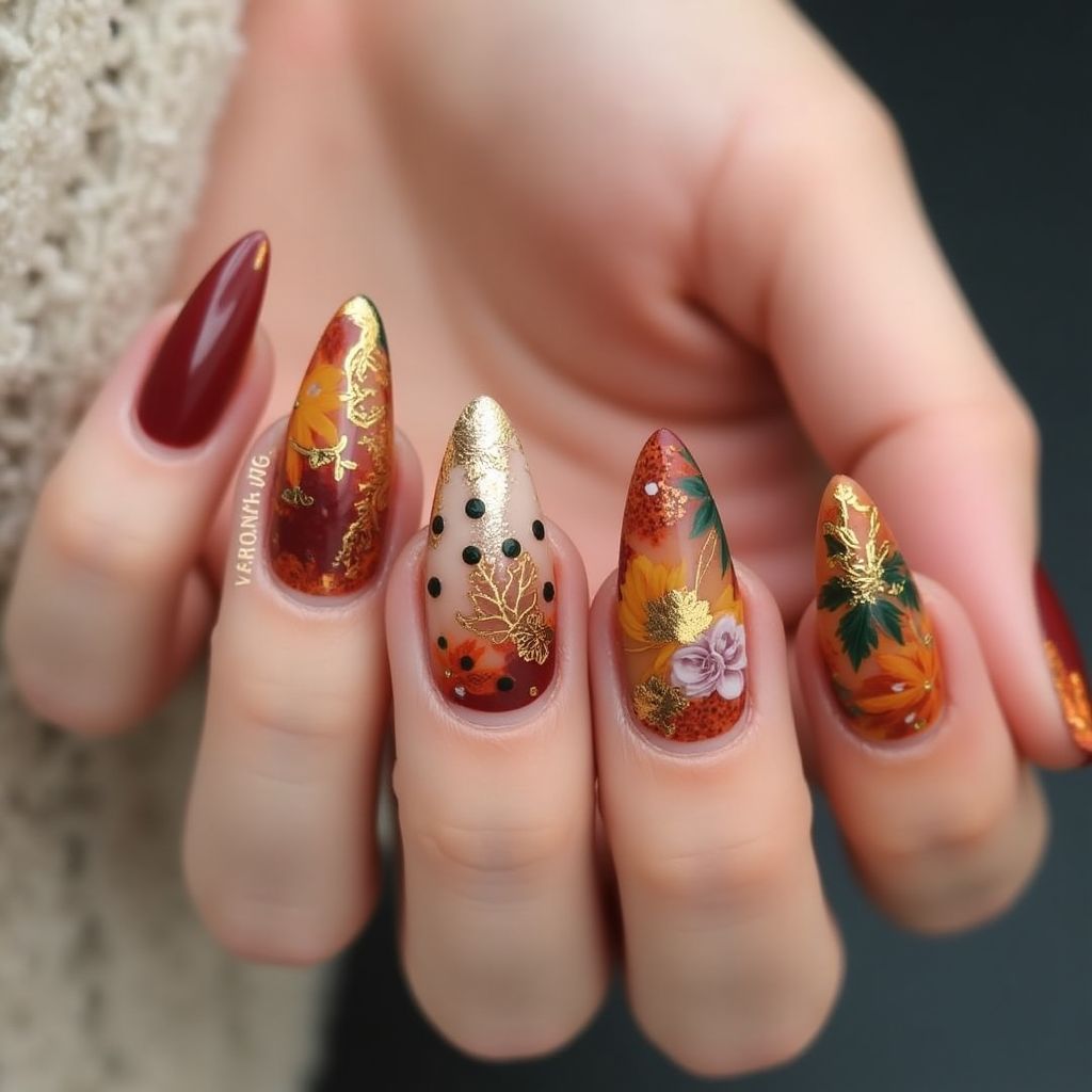 Stiletto Autumn Nail Design