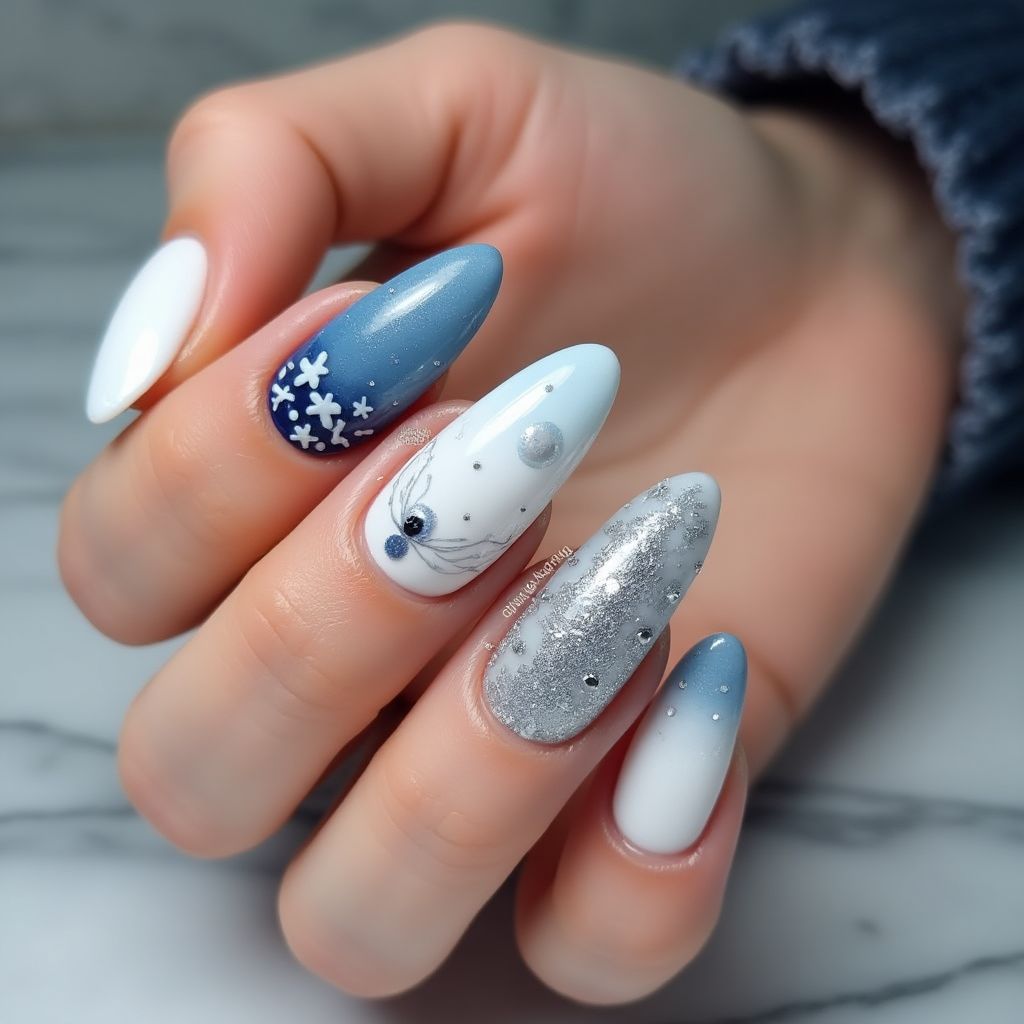 Stiletto Winter Nail Design