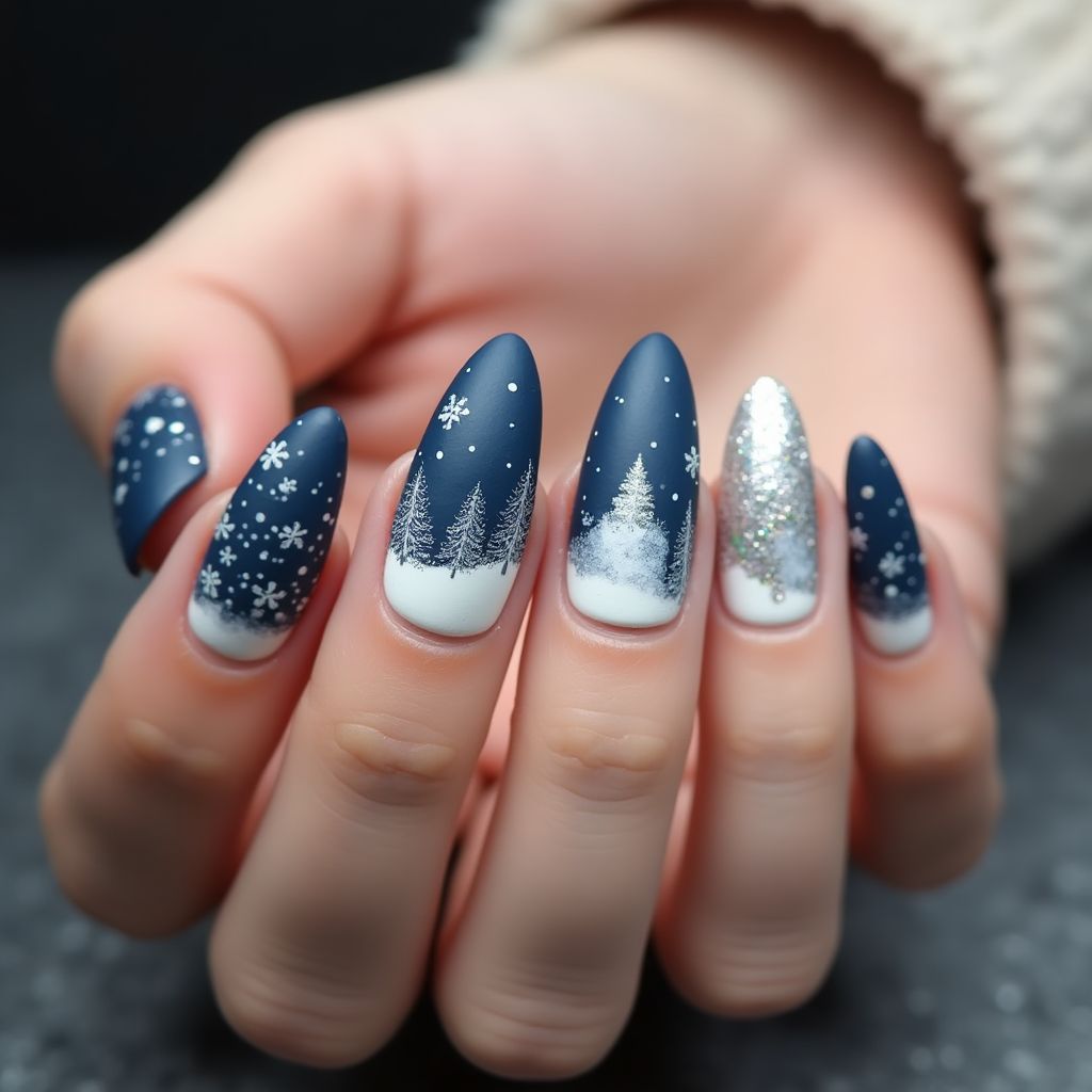 Coffin Winter Nail Design