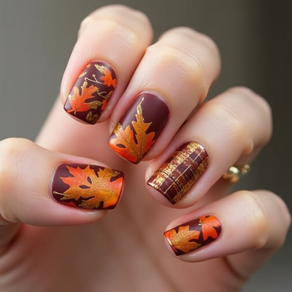 Autumn Square Nail Design