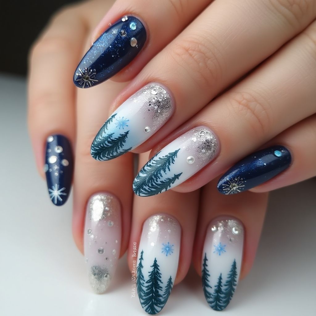 Stiletto Winter Nail Design