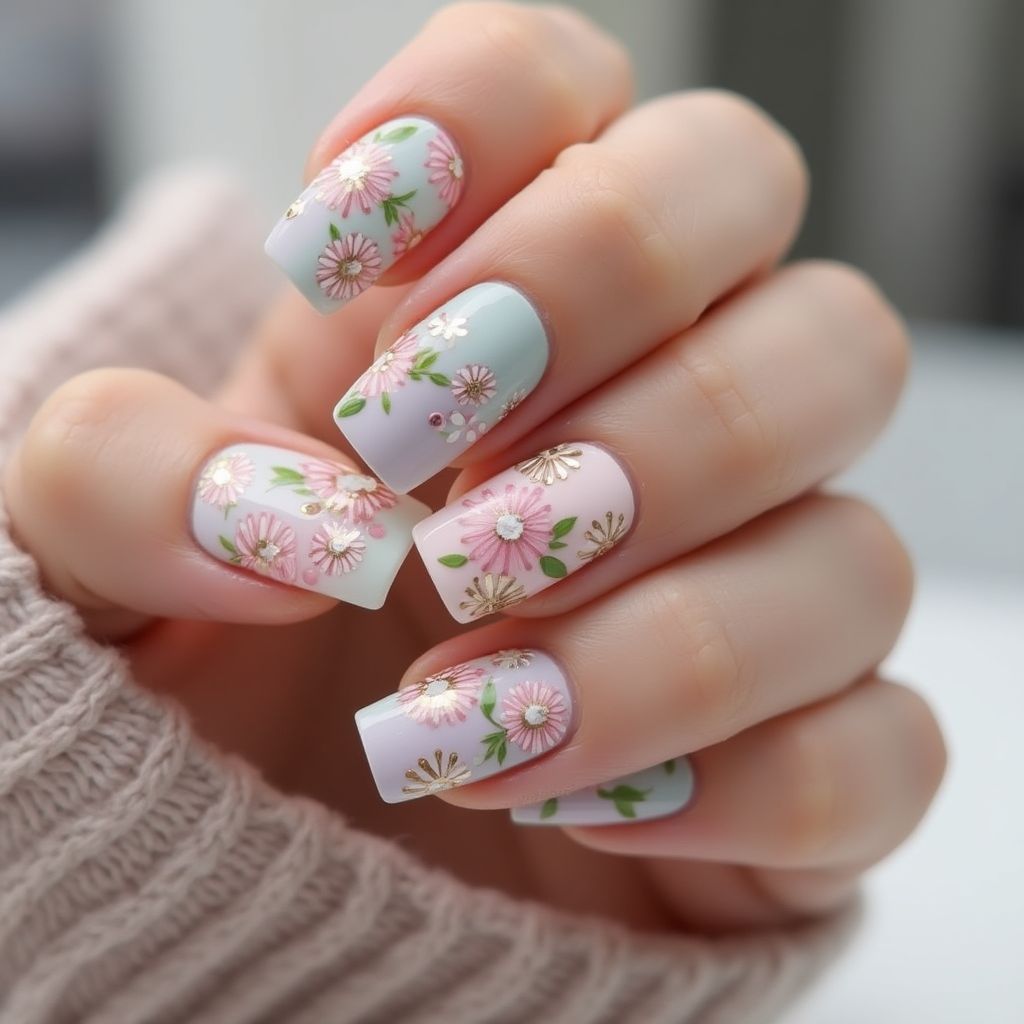 Spring Square Nail Design