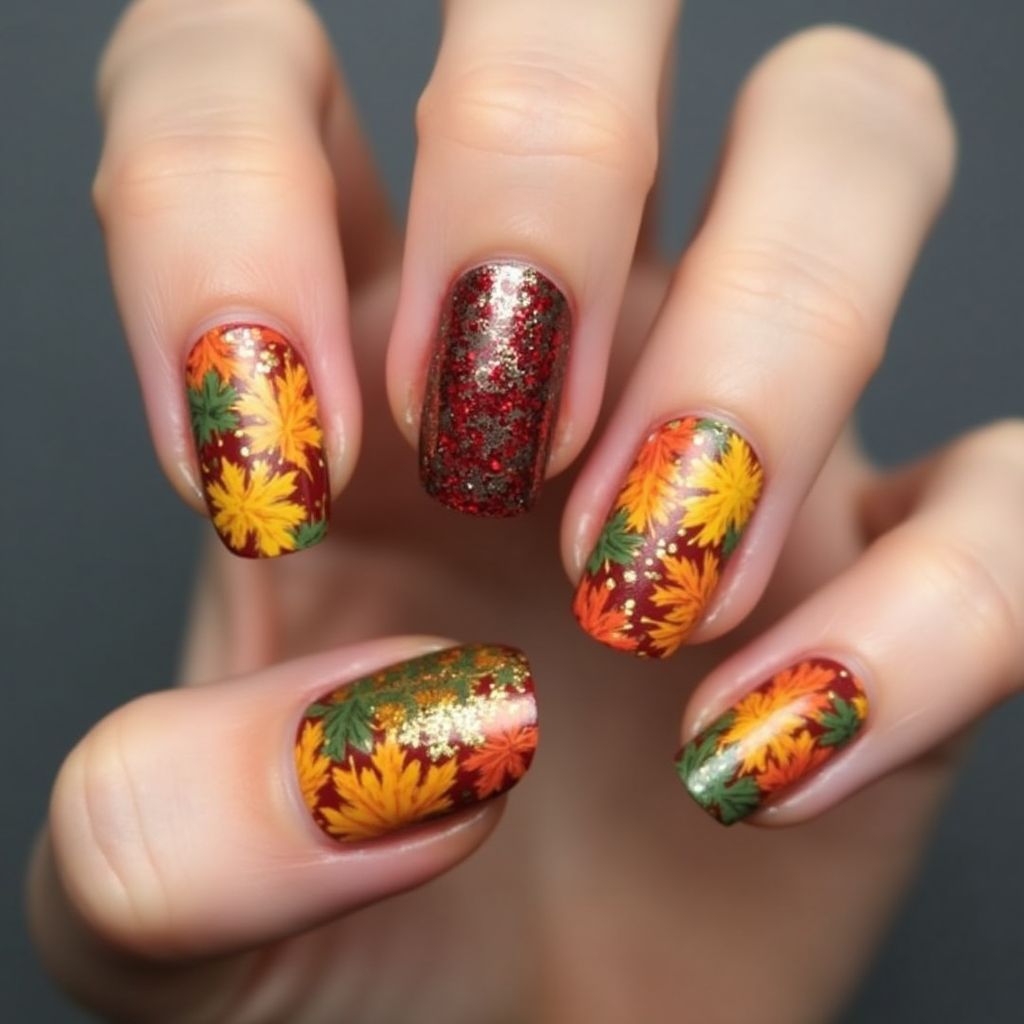 Autumn Round Nail Design