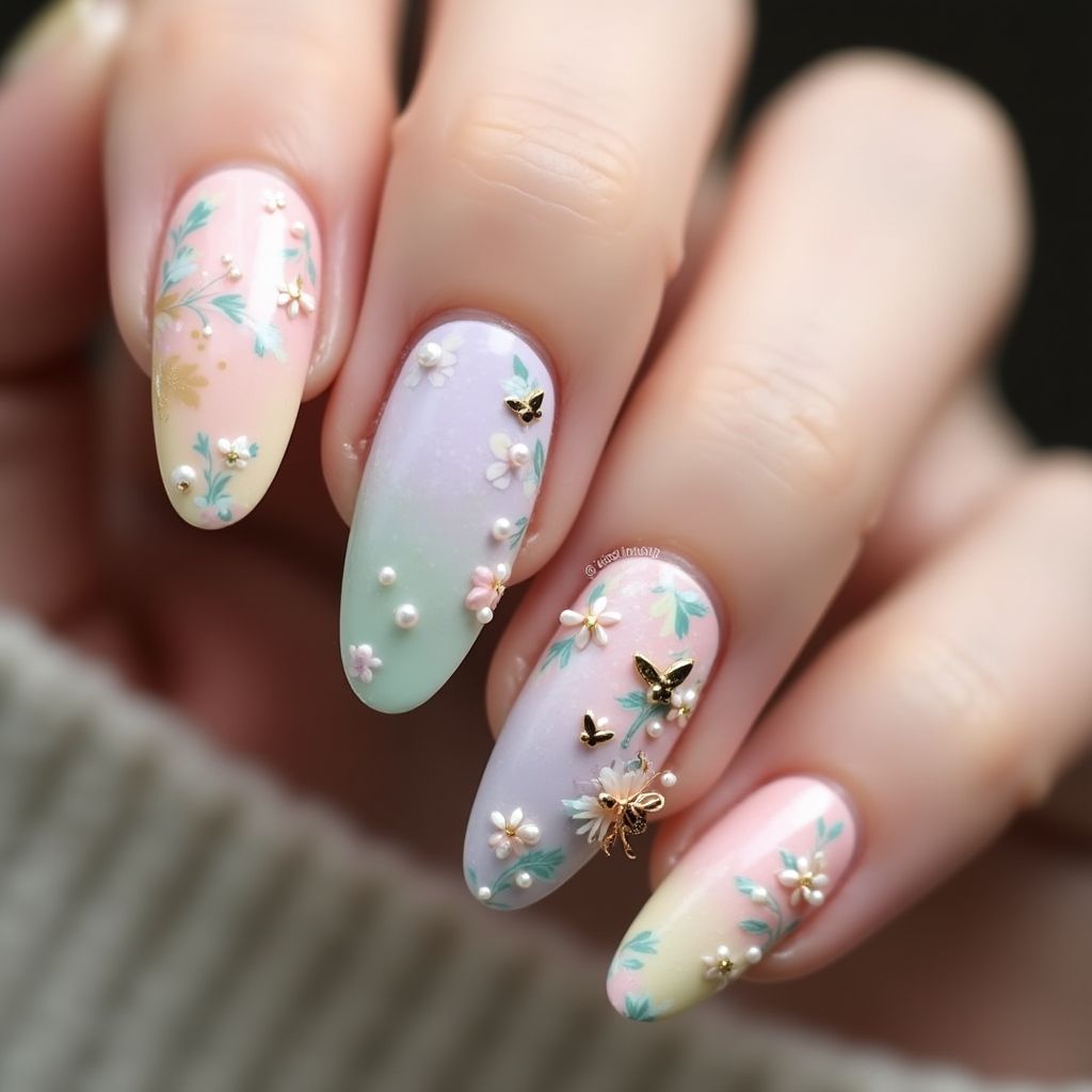 Stiletto Spring Nail Design