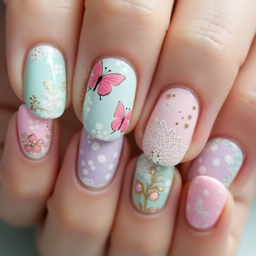 Round Spring Nail Design