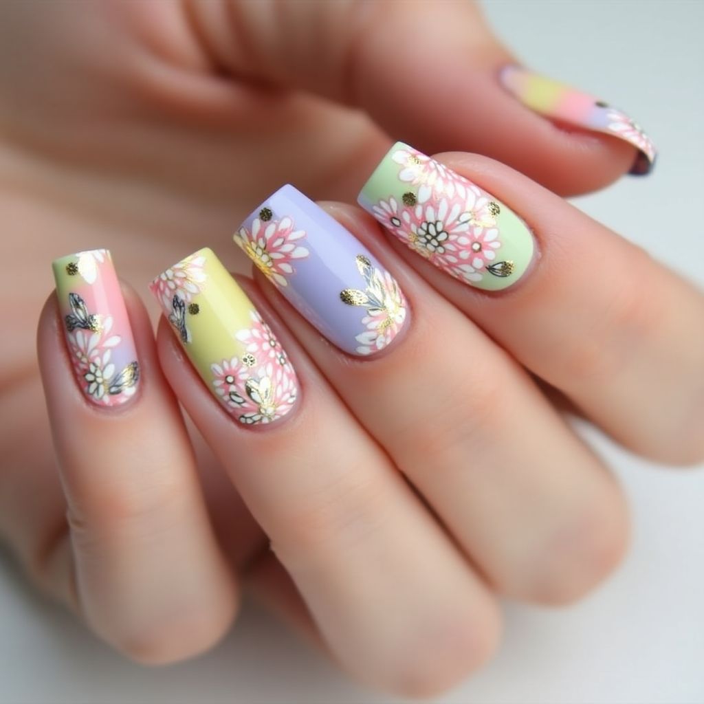 Spring Square Nail Design