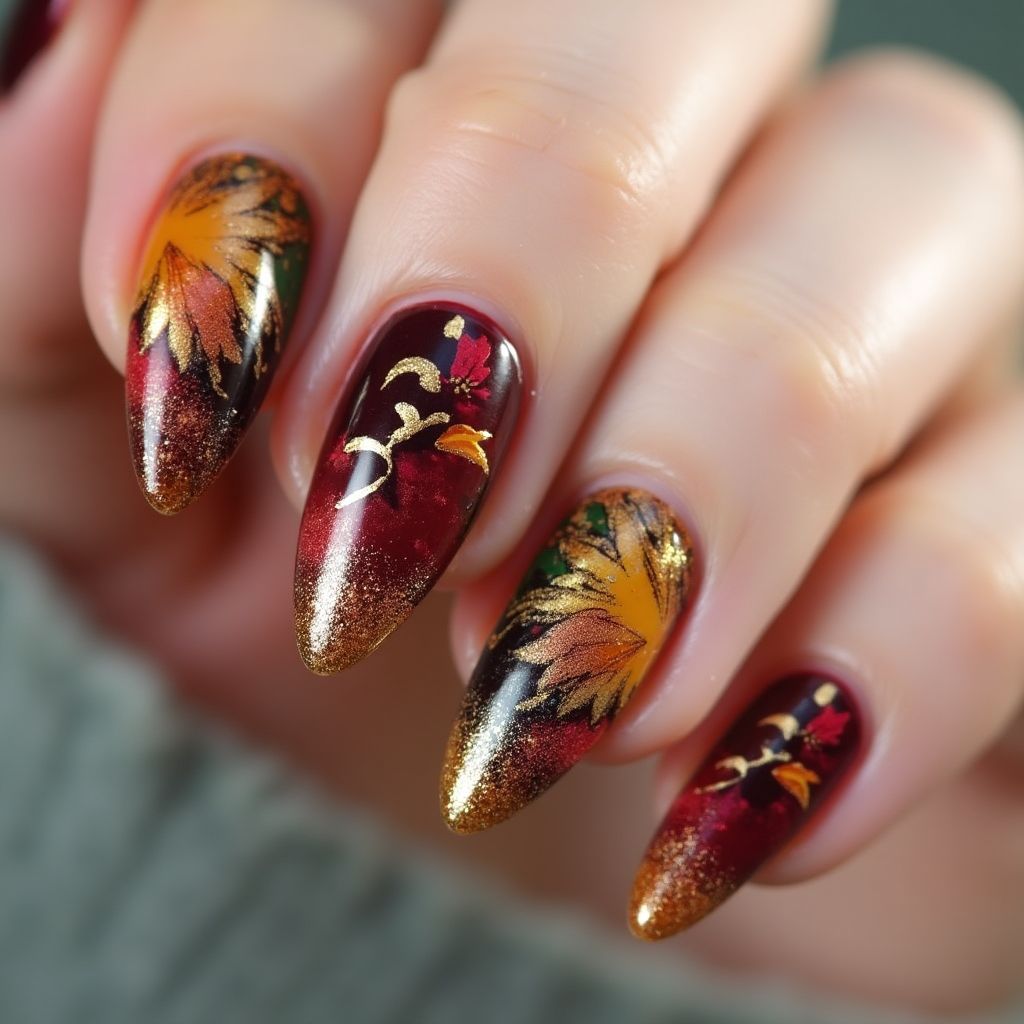 Stiletto Autumn Nail Design
