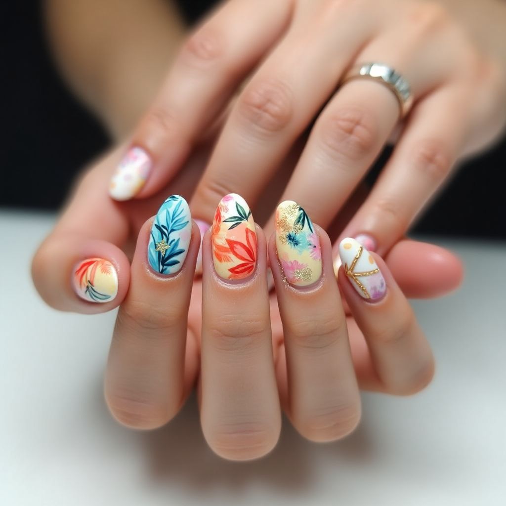 Almond Summer Nail Design