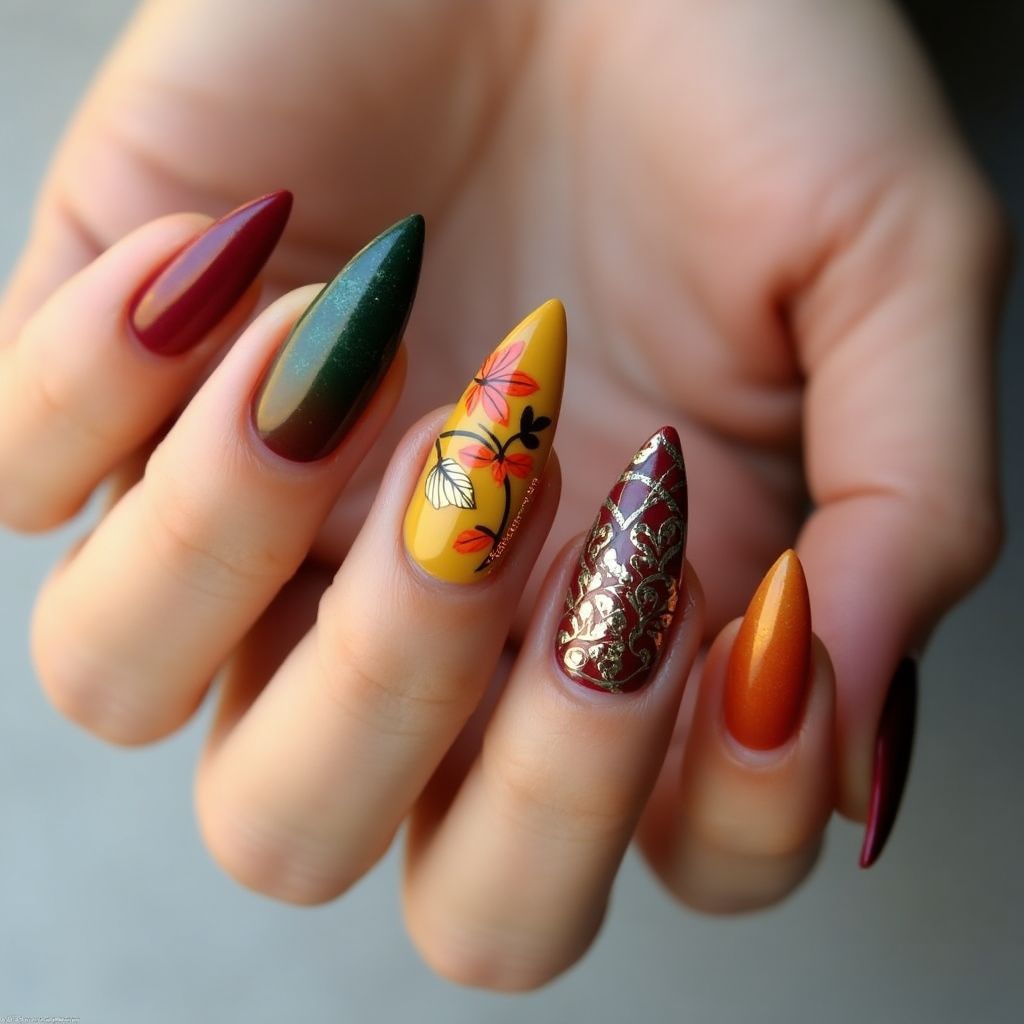 Stiletto Autumn Nail Design