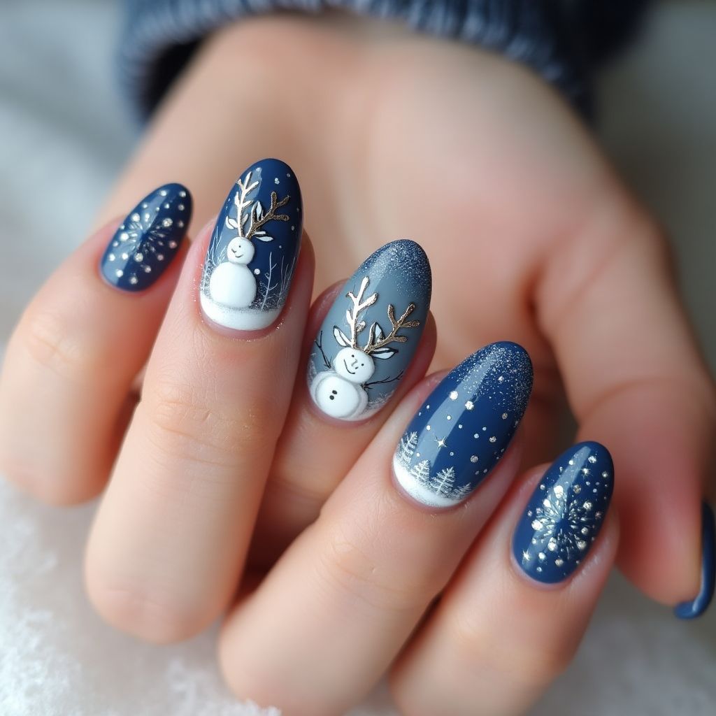 Winter Almond Nail Design