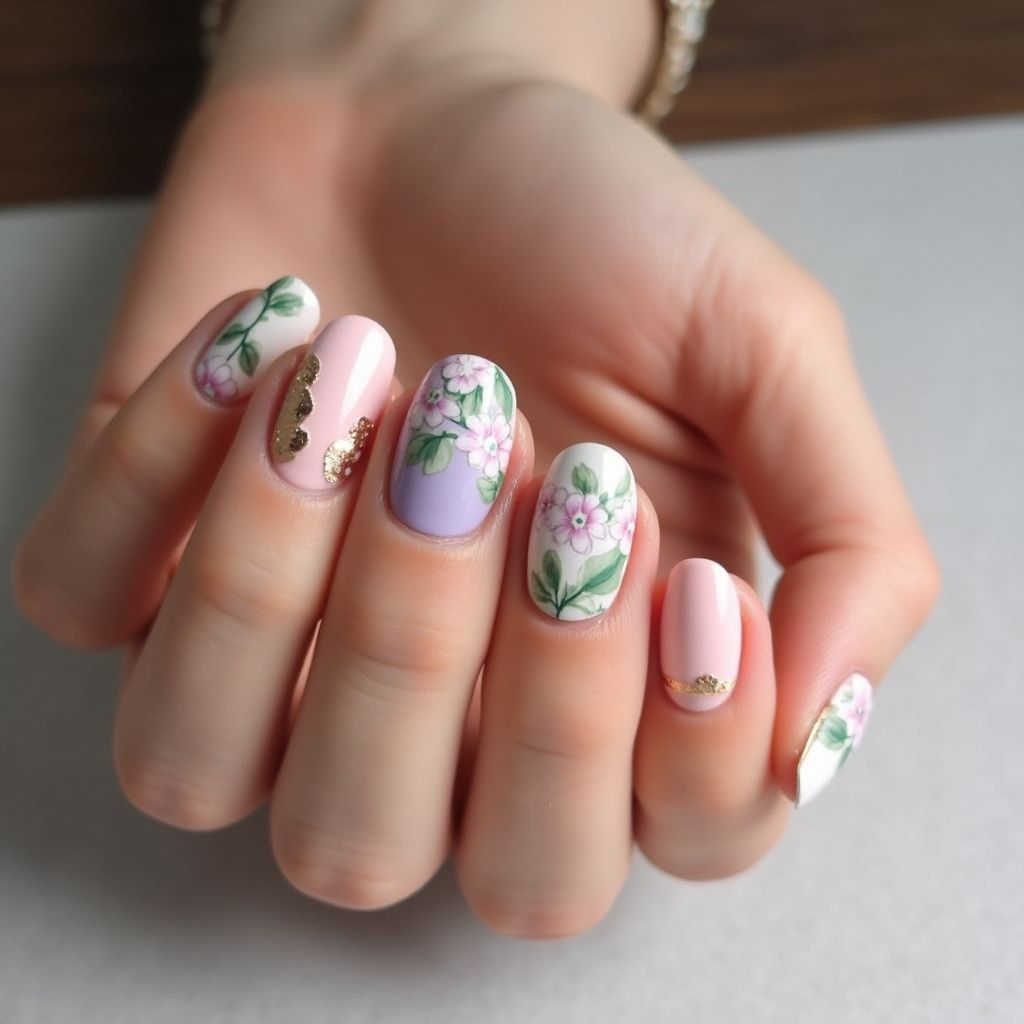 Spring Round Nail Design